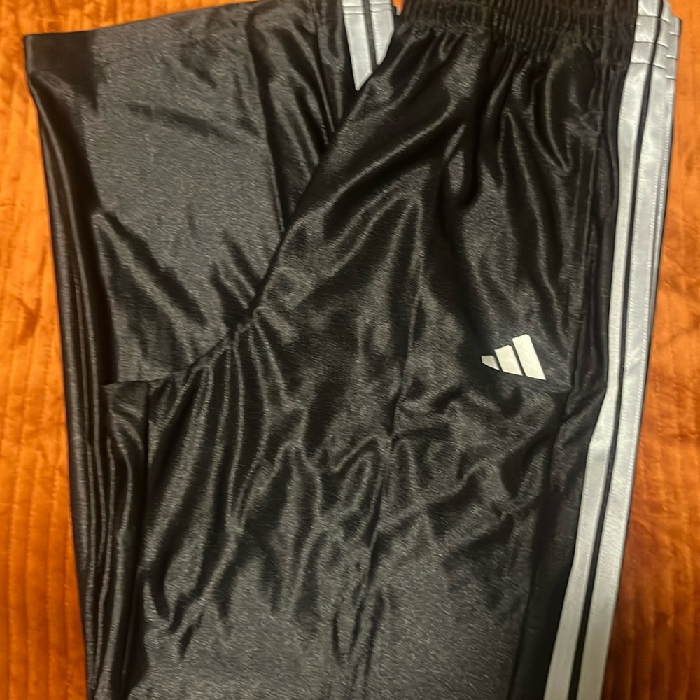 NWT!! Black and Grey Adidas Track pants w/a little shine ✨